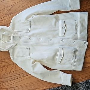 Style & Co. Sport Cotton Zip/Snap Hoodie sz L Cream